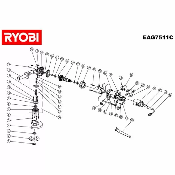 Ryobi EAG7511C Spare Parts List Type: 1000062486